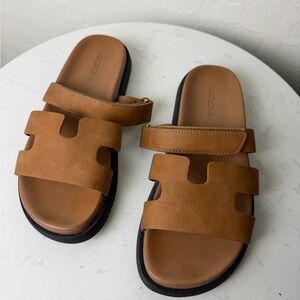 Fashion Nova Brown Slide Sandals